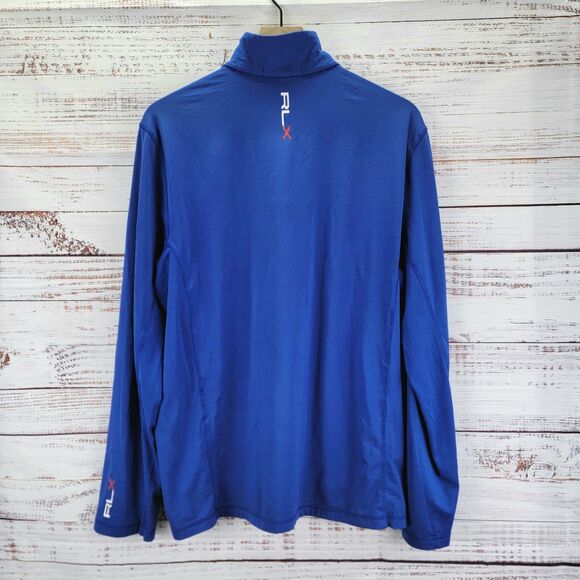Ralph Lauren RLX Pullover Mens L LOGO Blue Quarter Zip Golf Performance Stretch - Picture 8 of 10